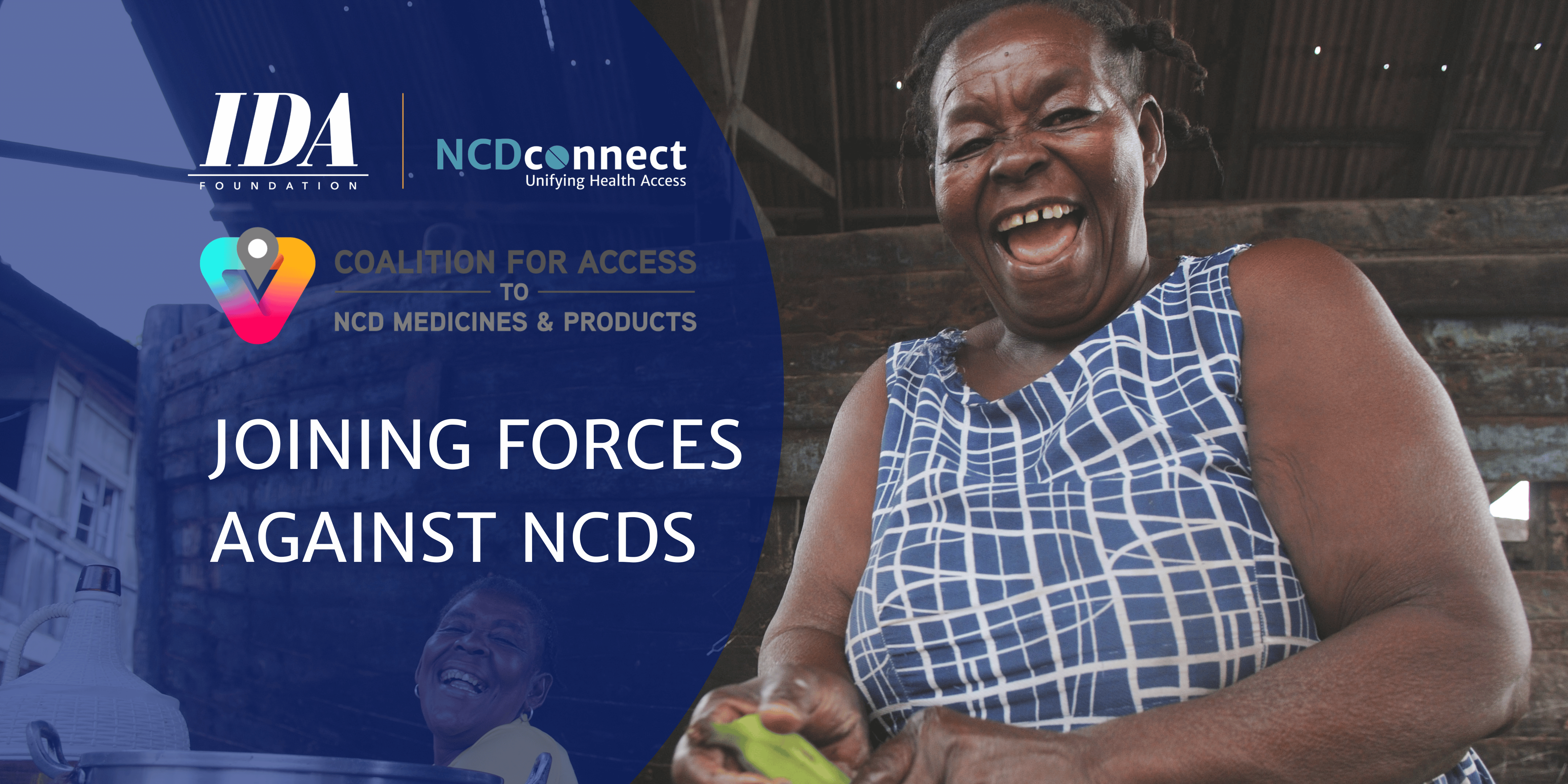 Picture of a woman smiling, in a market - NCD Coalition & IDA Foundation Partnership